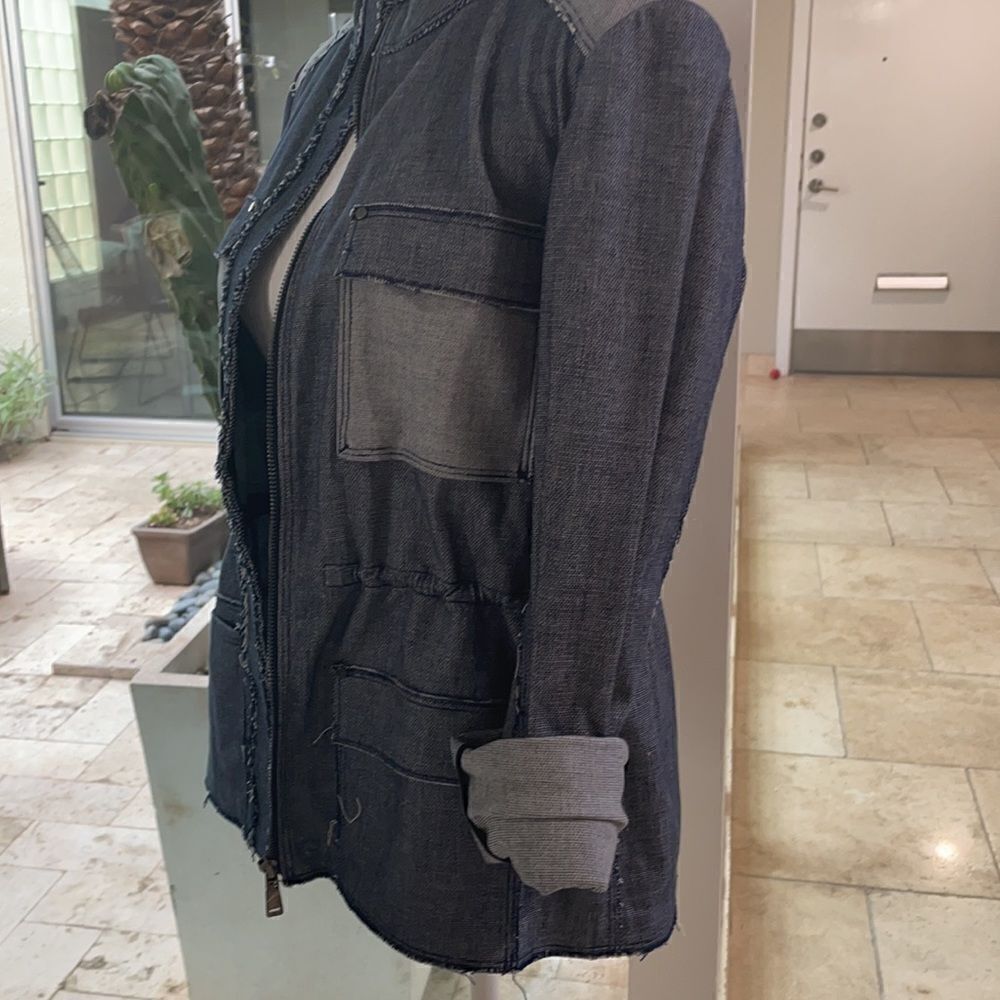 Tahari Light Denim Zip-Up Jacket - Picture 5 of 7